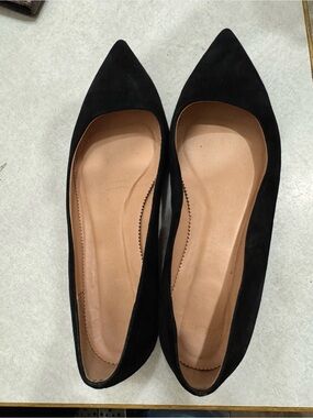 J. Crew Black Pointed-Toe Suede Flats